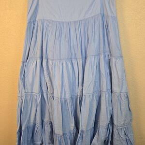George Light Blue Tiered A-Line Festival Skirt Size 12 (5592)